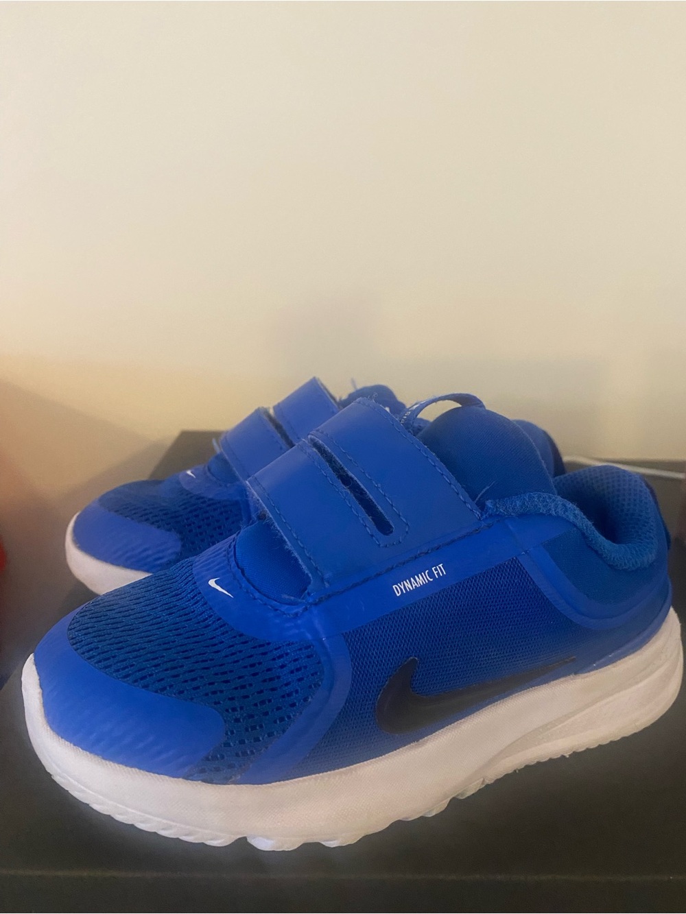 Nike Kids Royal Blue Velcro Sneakers with Black Swoosh